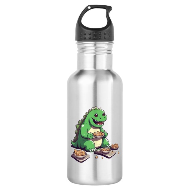 Dinosaurier-Diät morgen Edelstahlflasche (Vorderseite)