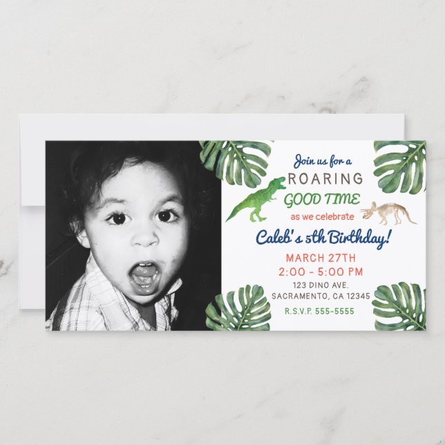 Dinosaurier! Dinosaur Birthday Party Picture Foto Dankeskarte (Vorderseite)