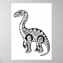 Dinosaurier doodle Sketch Kunst. Poster