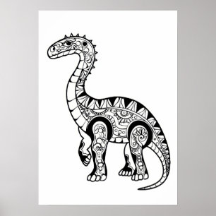 Dinosaurier doodle Sketch Kunst. Poster