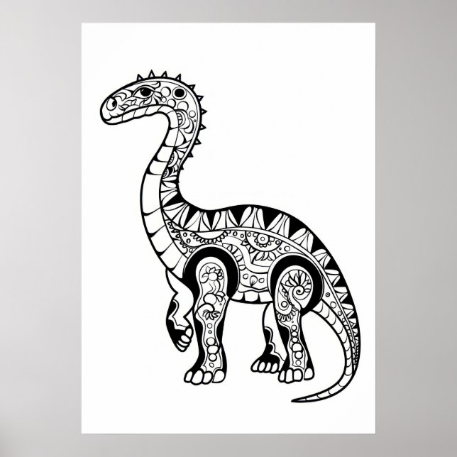 Dinosaurier doodle Sketch Kunst. Poster (Vorne)