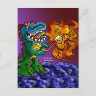 Dinosaurier Dragon Kochen Marshmallows mit Atem Postkarte