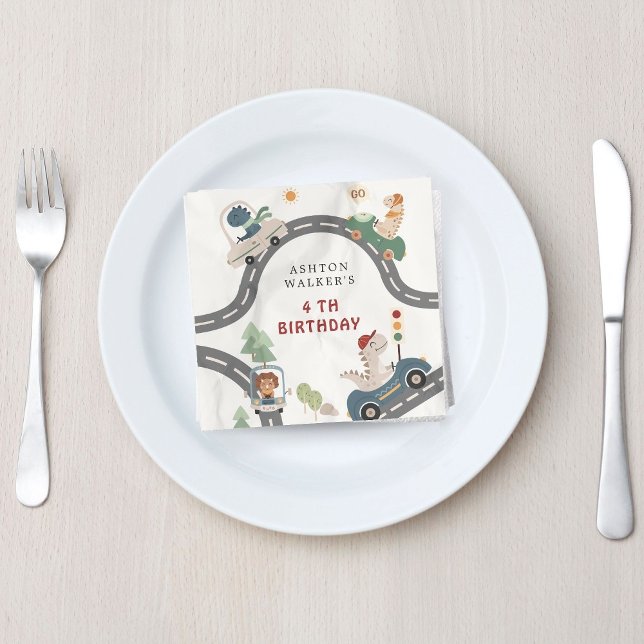 Dinosaurier Driver Party Animals Kindergeburtstag Serviette (Von Creator hochgeladen)