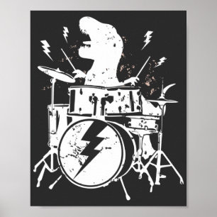 Dinosaurier Drums Music Playing T rex Poster