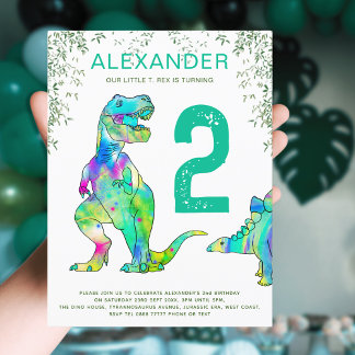 Dinosaurier Dschungel 2. Geburtstag Party Budget Einladungspostkarte