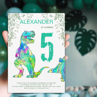 Dinosaurier Dschungel 5. Geburtstagsparty Einladun Einladung