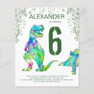 Dinosaurier-Dschungel-Jungs Geburtstagsparty Budge Flyer