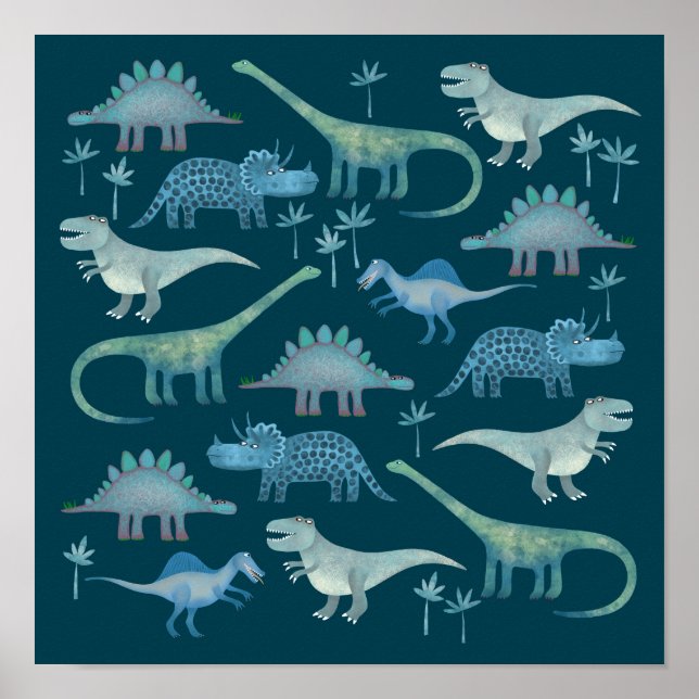 Dinosaurier Dunkelgrün Poster (Vorne)
