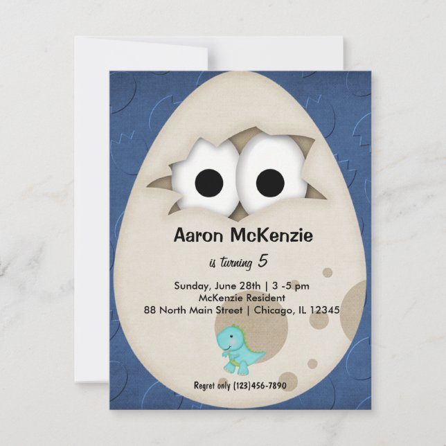 Dinosaurier Egg Einladung (Vorderseite)