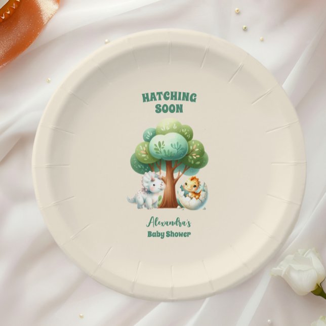 Dinosaurier Egg Niedlich Watercolor Babydusche Pappteller (Von Creator hochgeladen)