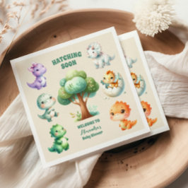 Dinosaurier Egg Niedlich Watercolor Babydusche Serviette