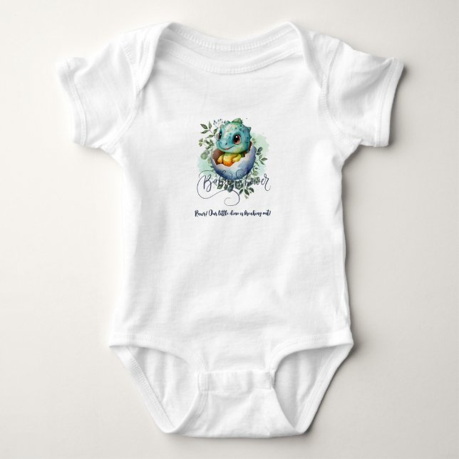 Dinosaurier Egg Niedlich Watercolor Blätter Kinder Baby Strampler (Vorderseite)