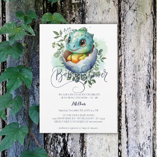 Dinosaurier Egg Niedlich Watercolor Blätter Kinder Einladung