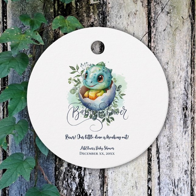 Dinosaurier Egg Niedlich Watercolor Blätter Kinder Geschenkanhänger (Von Creator hochgeladen)