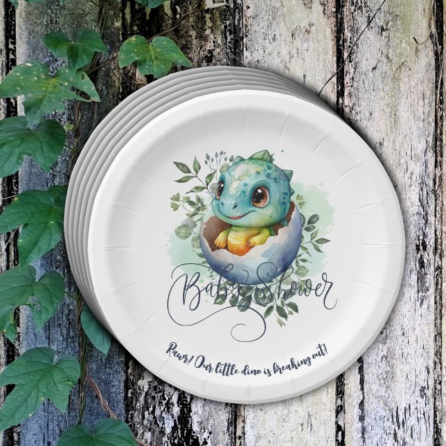 Dinosaurier Egg Niedlich Watercolor Blätter Kinder Pappteller (Von Creator hochgeladen)