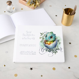 Dinosaurier Egg Watercolor Blätter Baby Shower Foi Gästebuch