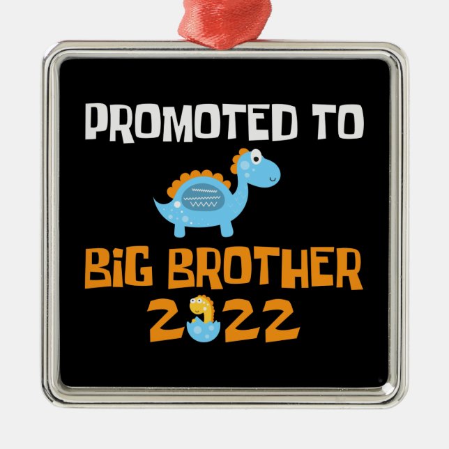 Dinosaurier-Ei-Hatching für den großen Bruder Ornament Aus Metall (Vorne)