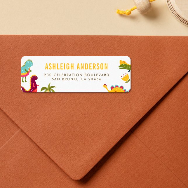 Dinosaurier | Eigene benutzerdefinierte Rücksendea (Return Address Label Mock-up)