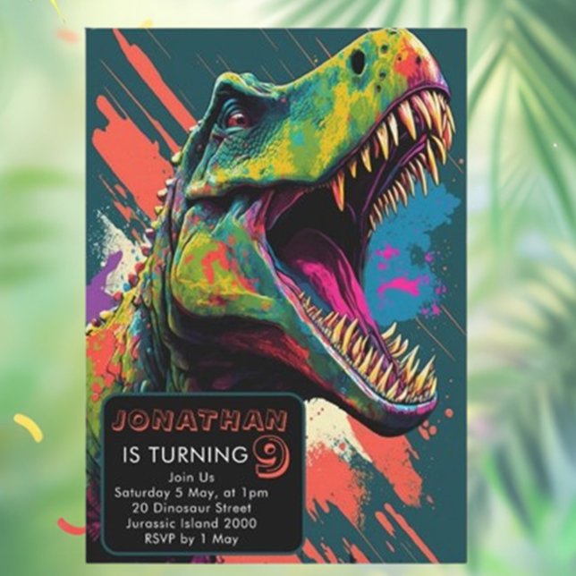 Dinosaurier Einladung, Dinosaur Geburtstagseinladu Einladung (Roar into adventure with our vibrant dinosaur birthday invitations! )