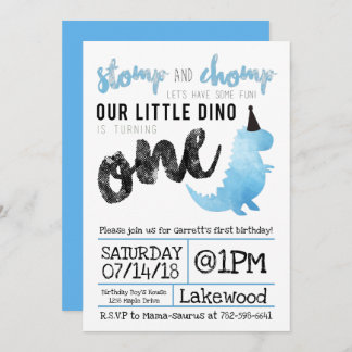Dinosaurier Einladung Stomp und Chomp Erster Gebur