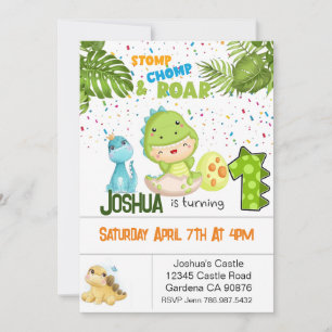 Dinosaurier Einladung zum ersten Geburtstag
