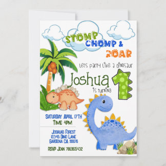 Dinosaurier Einladung zum ersten Geburtstag