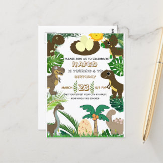 Dinosaurier Einladung zum Geburtstag: Dino Adventu Postkarte