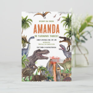 Dinosaurier Einladung zum Geburtstag, Dinosaur Geb