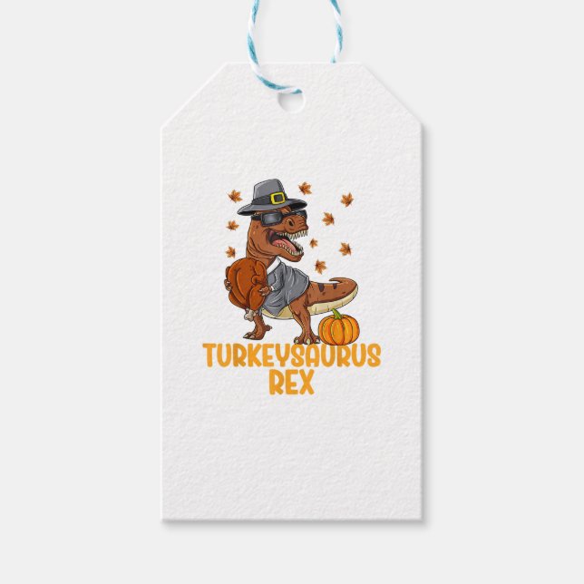 Dinosaurier Erntedank Boys Turkey Saurus T rex Kid Geschenkanhänger (Vorderseite)
