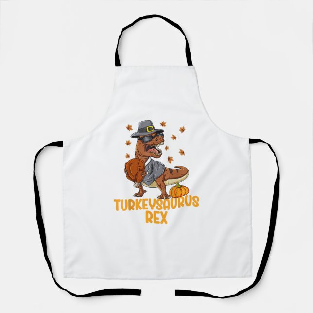 Dinosaurier Erntedank Boys Turkey Saurus T rex Kid Schürze (Vorderseite)