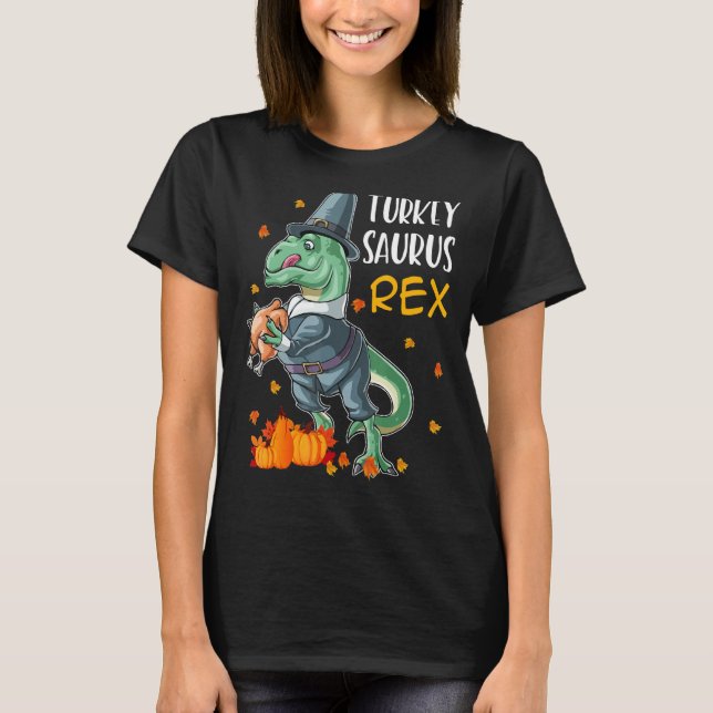 Dinosaurier Erntedank Boys Turkey Saurus T Rex Pil T-Shirt (Vorderseite)