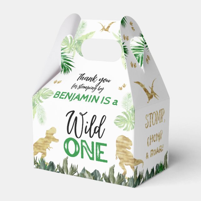 Dinosaurier Erste Geburtstagsparty Wild One Geschenkschachtel (Vorderseite)