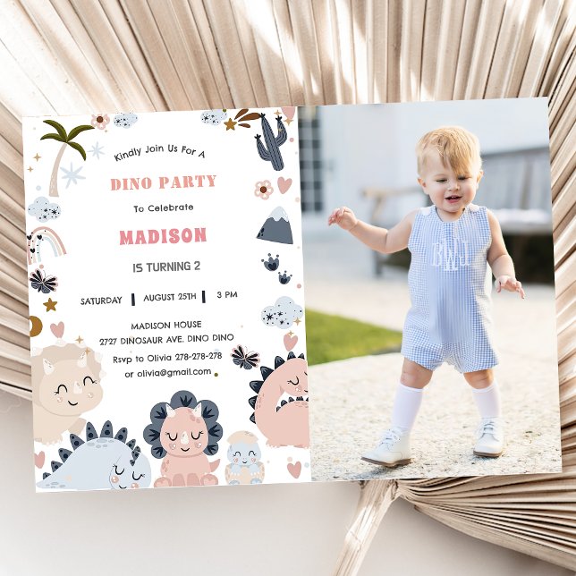 Dinosaurier Erstes Geburtstags-Dino-Party Einladung (Von Creator hochgeladen)