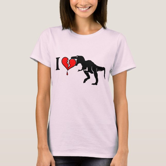 Dinosaurier essen Herz T-Shirt (Vorderseite)