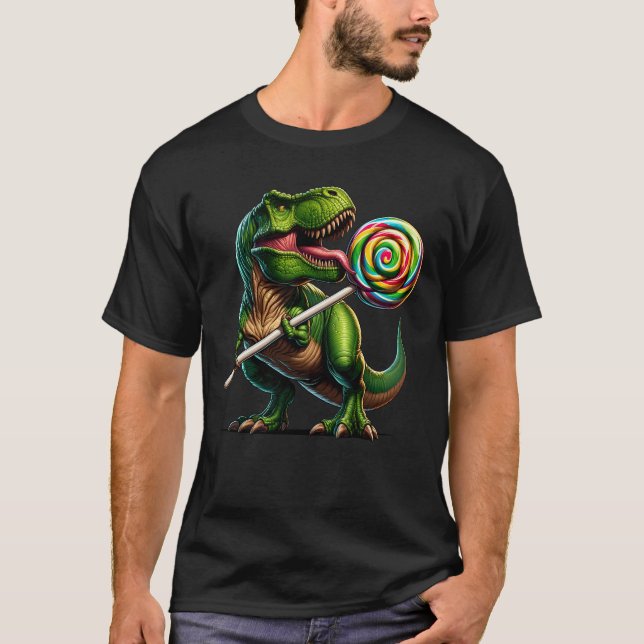 Dinosaurier essen Lollipop Candy Lover für Kinder T-Shirt (Vorderseite)