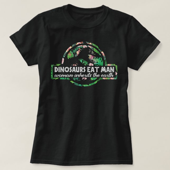 Dinosaurier essen Mann Frau erbt das Earth T Shirt (Design vorne)