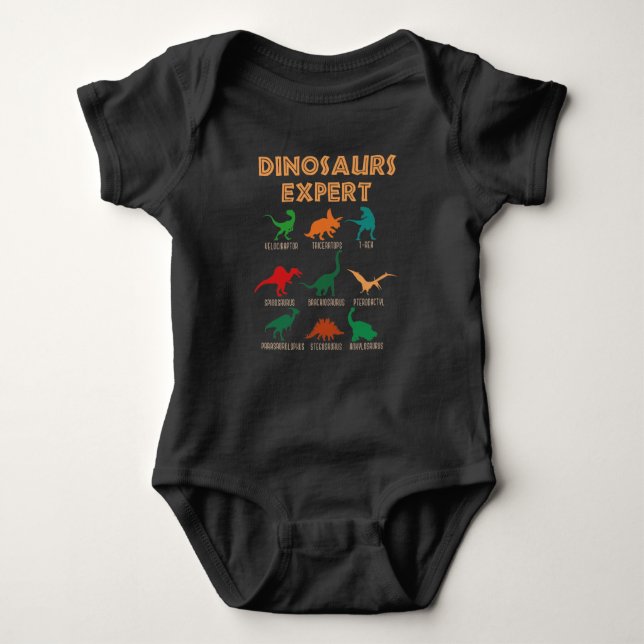 Dinosaurier Expert Boys Girls Dino T-rex Spinosaur Baby Strampler (Vorderseite)