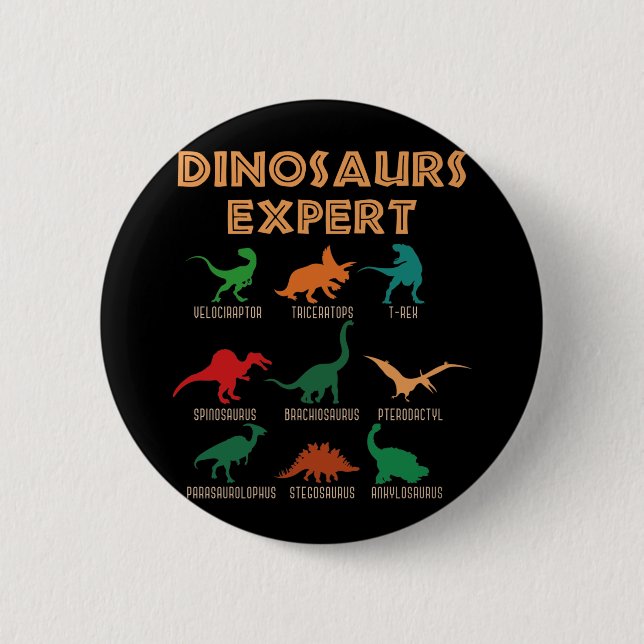 Dinosaurier Expert Boys Girls Dino T-rex Spinosaur Button (Vorderseite)