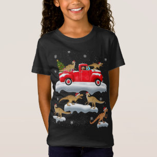 Dinosaurier fahren Weihnachtsbaum Red Truck Dinosa T-Shirt