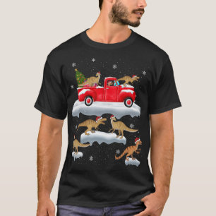 Dinosaurier fahren Weihnachtsbaum Red Truck Dinosa T-Shirt