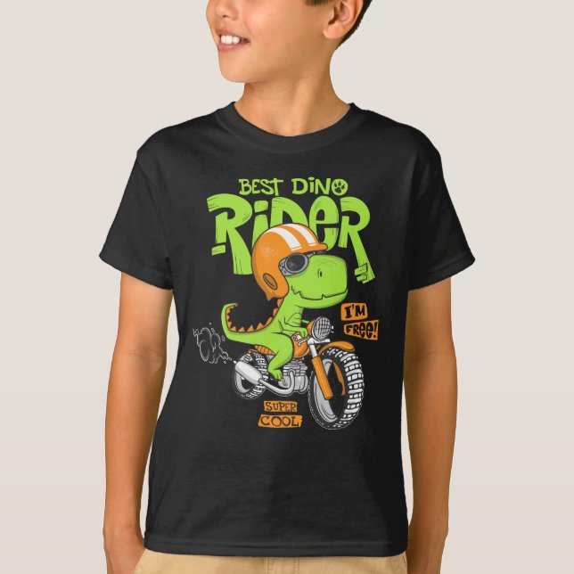 Dinosaurier fährt Motorrad T-Shirt (Vorderseite)