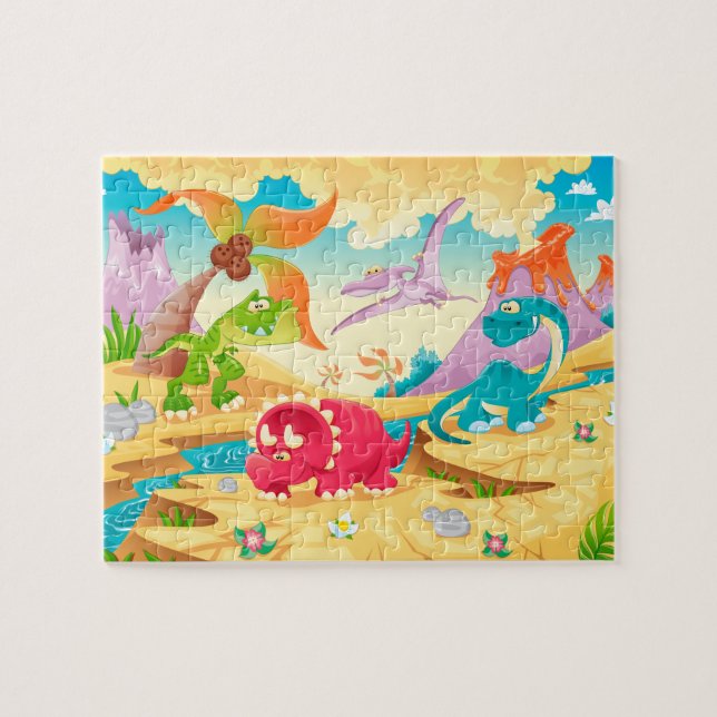 Dinosaurier-Familie Puzzle (Horizontal)