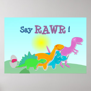 Dinosaurier Familie sagt Rawr! Poster