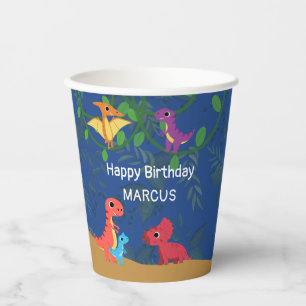 Dinosaurier farbenfrohe Geburtstagsparty Papier-Ta Pappbecher