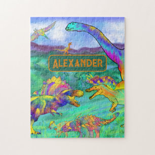 Dinosaurier farbig personalisiert puzzle