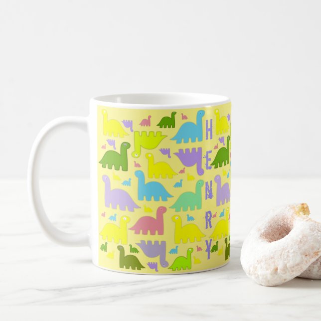 Dinosaurier Farbige Tasse (Mit Donut)