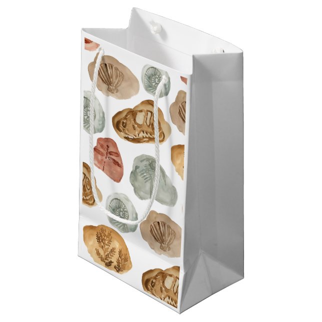 Dinosaurier Fossil Kind Geburtstagsgeschenk Tasche Kleine Geschenktüte (Vorderseite Schrägansicht)