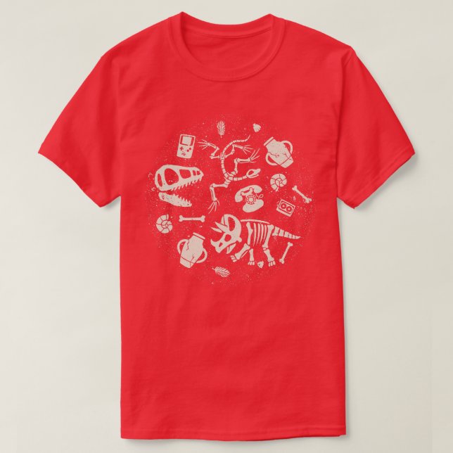 Dinosaurier Fossils Vintage Technologie T-Shirt (Design vorne)