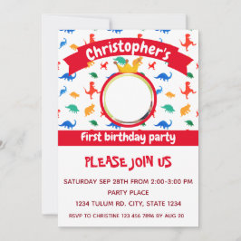 Dinosaurier Foto Party Red Einladung