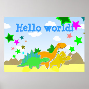 Dinosaurier Friends Hello World Poster